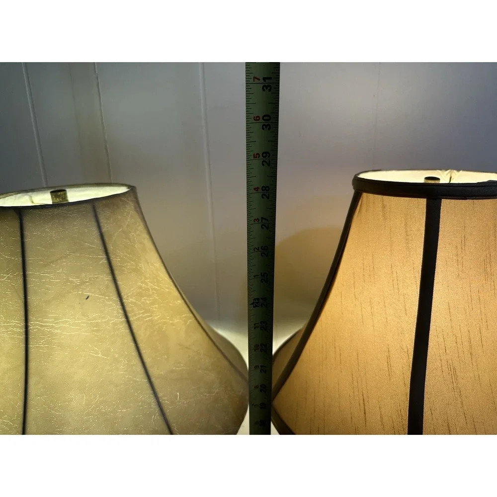 Vintage Floral Ginger Jar Table Lamps Matching Pair Brass Base Asian Style 28.5